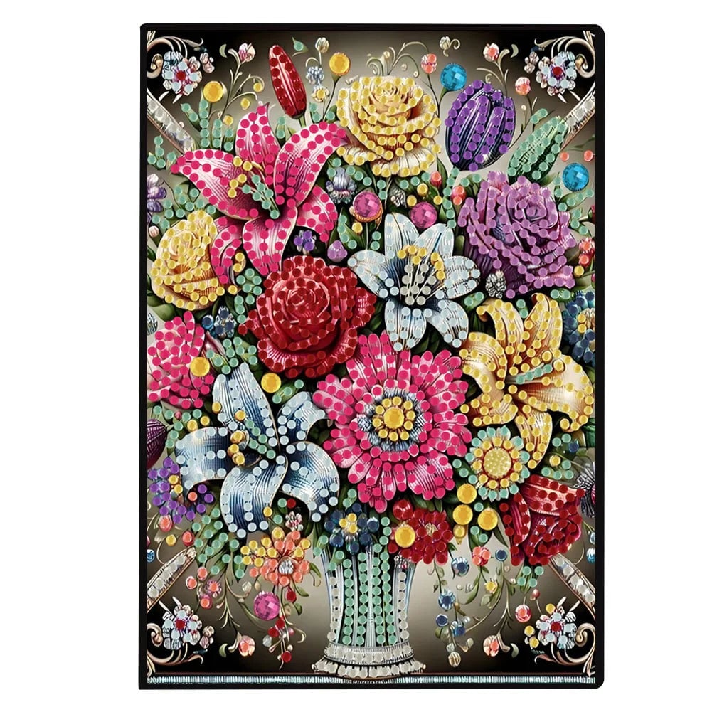 DIY Diamond Painting PU Leather Notebook - Mandala Flower Design Kit