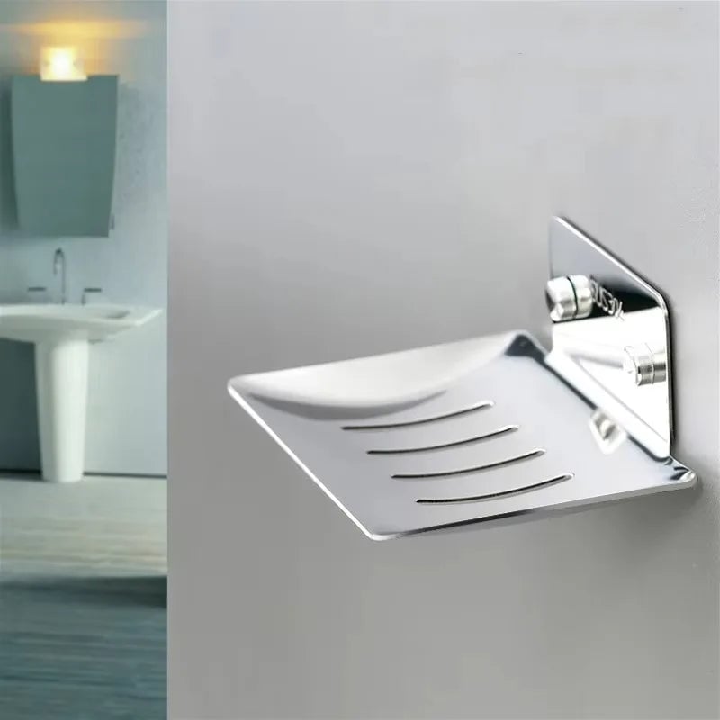 Wall-Mounted Non-Porous Drain Soap Dish Tray Holder Bathroom