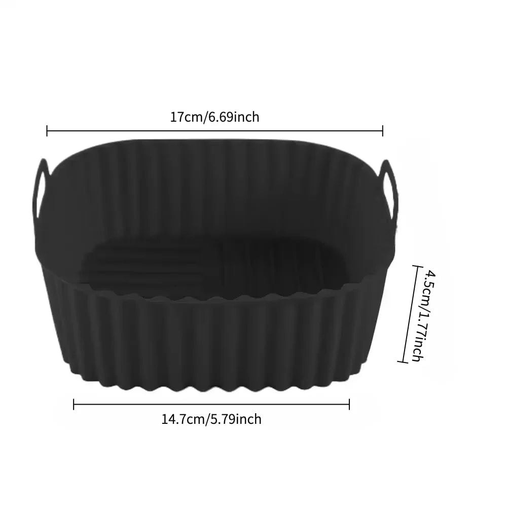 Square Silicone Air Fryer Basket Pan - Reusable Food Safe Baking Mold