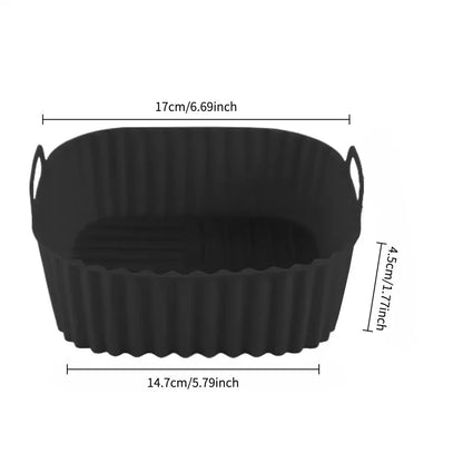Square Silicone Air Fryer Basket Pan - Reusable Food Safe Baking Mold