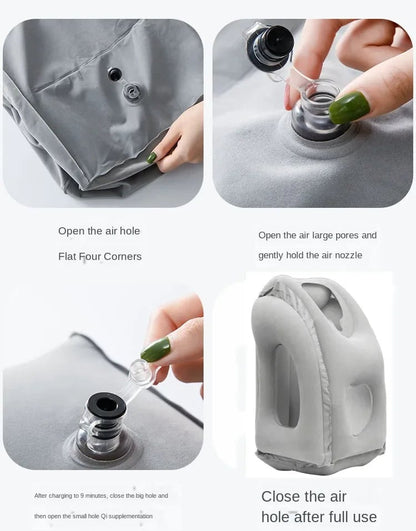 Portable Inflatable Travel Pillow Chin Neck Support Airplane Car