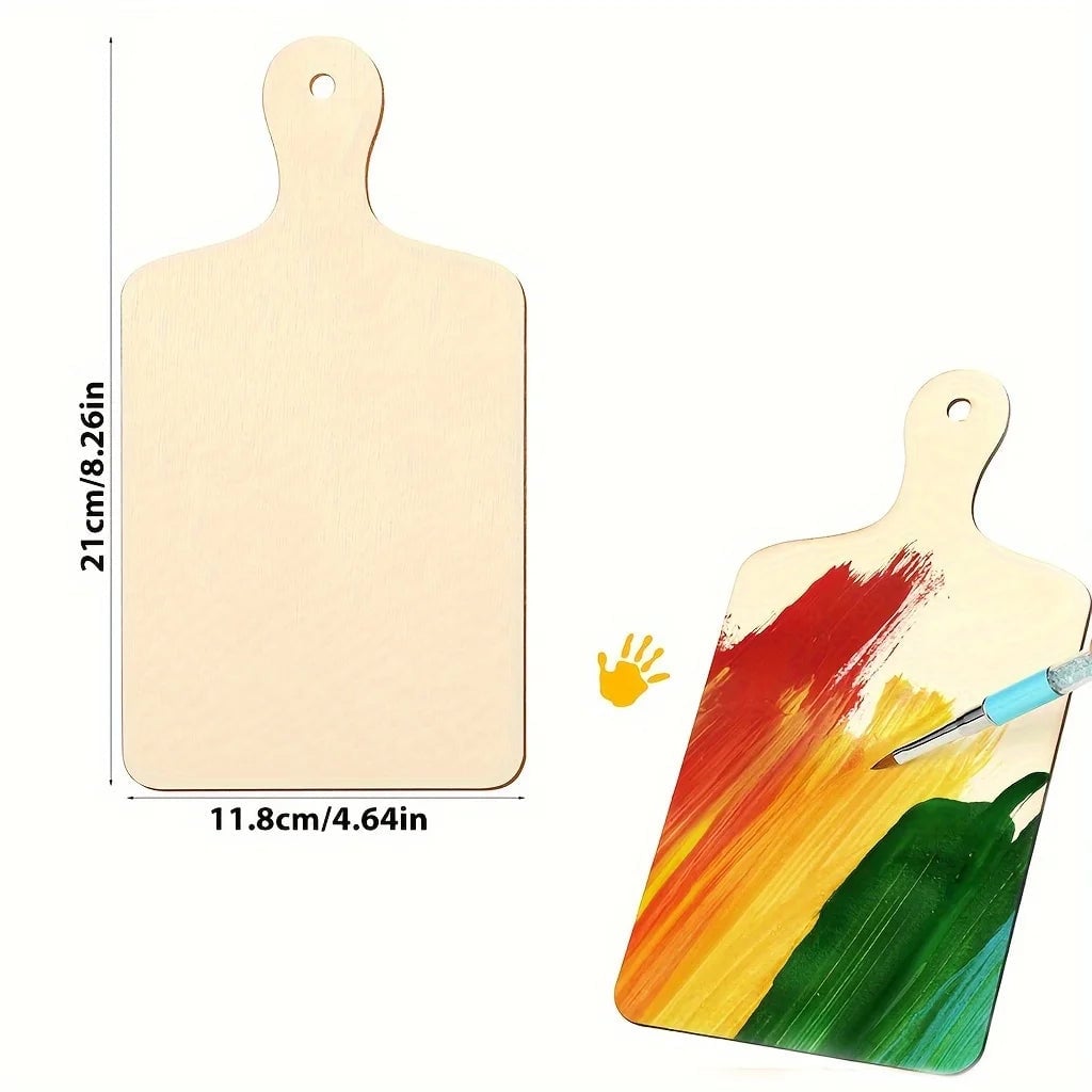 8pc Mini Wood Cutting Boards w/ Handle Rectangular Unfinished Craft