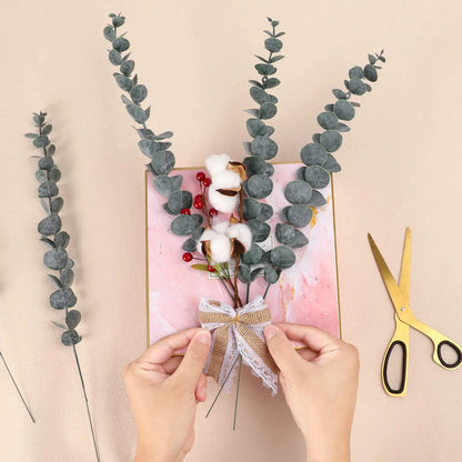 20pcs Artificial Eucalyptus Stems - Realistic Green Fake Branches