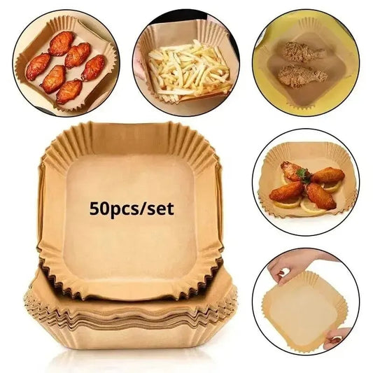 50Pcs Non-Stick Round Air Fryer Paper Liners Disposable Baking