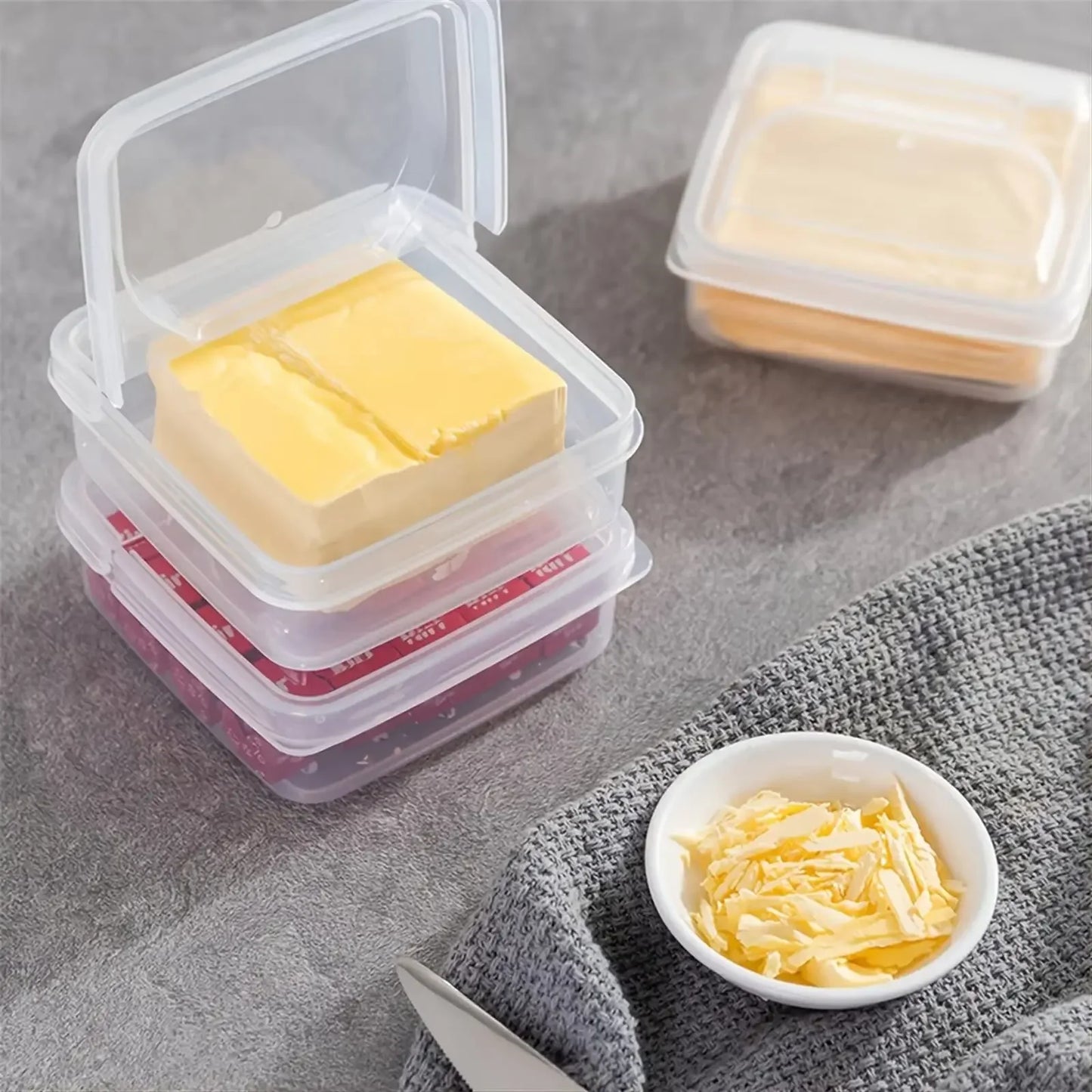 Clear Plastic Sliced Cheese Storage Container with Flip Lid Fridge