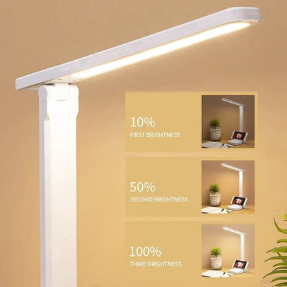 LED Touch Switch Folding Desk Lamp USB Dimmable White Bedside Study