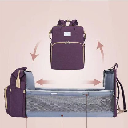 3-in-1 Folding Baby Crib Diaper Bag - Portable Travel Bassinet