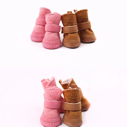 4pcs Anti-Slip Dog Shoes Winter Warm Boots Small Medium Dogs