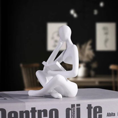 Abstract Man Reading Book Resin Sculpture Figurine Home Decor
