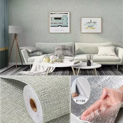 PVC Waterproof 3D Linen Self Adhesive Wall Stickers Bedroom Decor