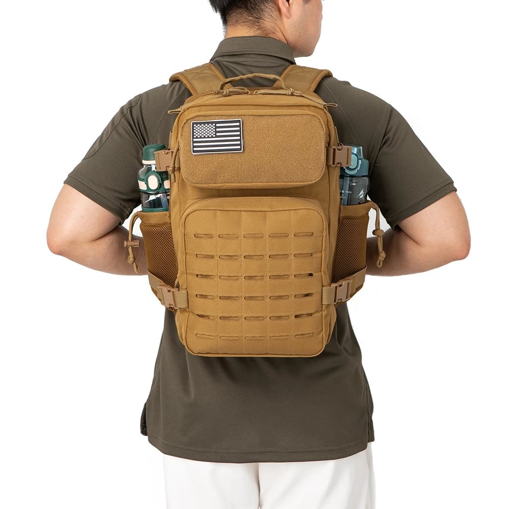 25L MOLLE Tactical Backpack with Bottle Holder - EDC Hiking Gym