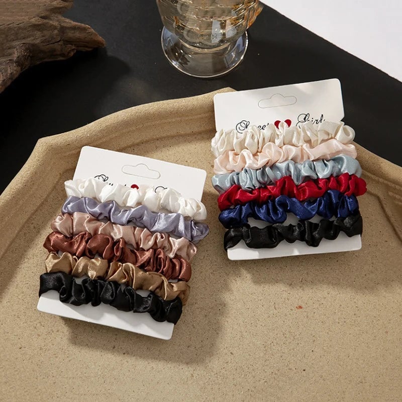 Satin Elastic Headbands 6/12 PCS - Silk-Soft Hair Accessories
