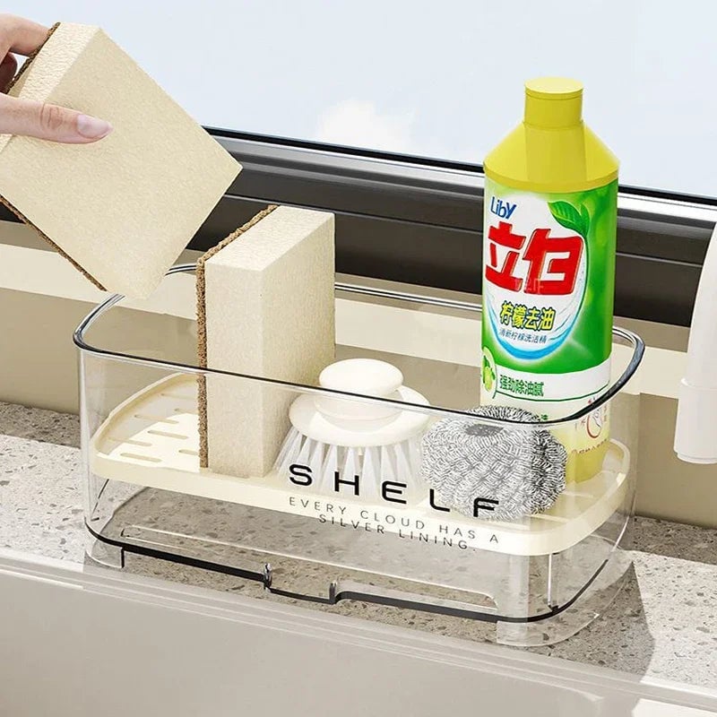 Multifunctional Kitchen Sink Organizer with Drain Rack for Sponges
