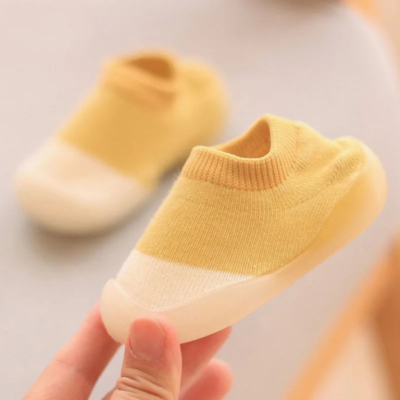 Soft Non-Slip Baby First Walker Shoes - Rubber Sole Knit Booties