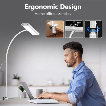 LED Desk Lamp Stepless Dimming Eye-Care Adjustable Gooseneck Light