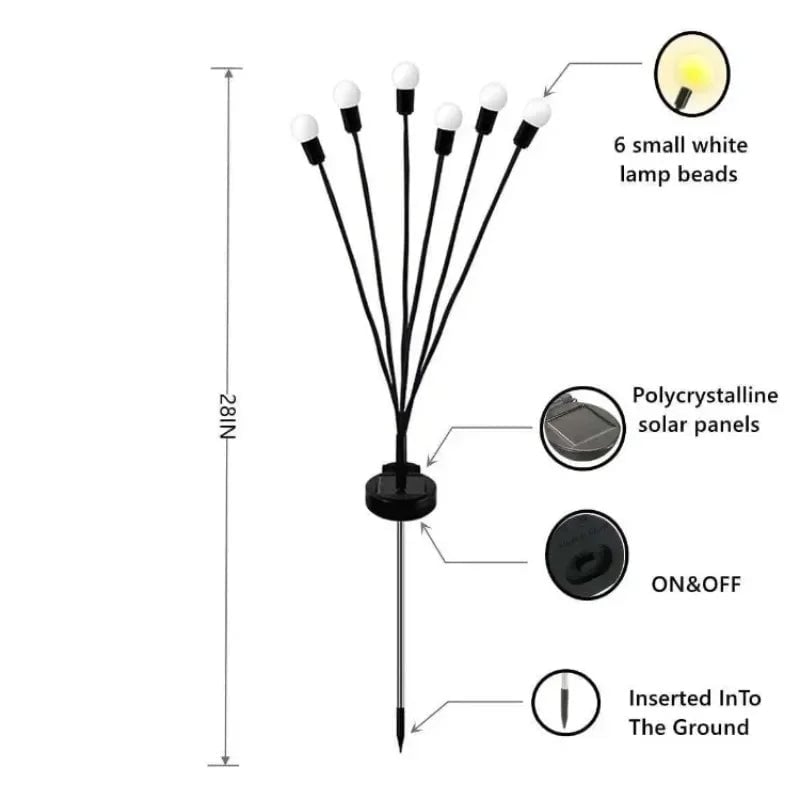 Solar LED Pathway Lights 6/8/10 Head Waterproof Garden Firefly Lamp