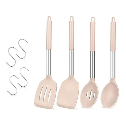 4Pcs Heat Resistant Silicone Cooking Utensil Set Spatulas Spoons