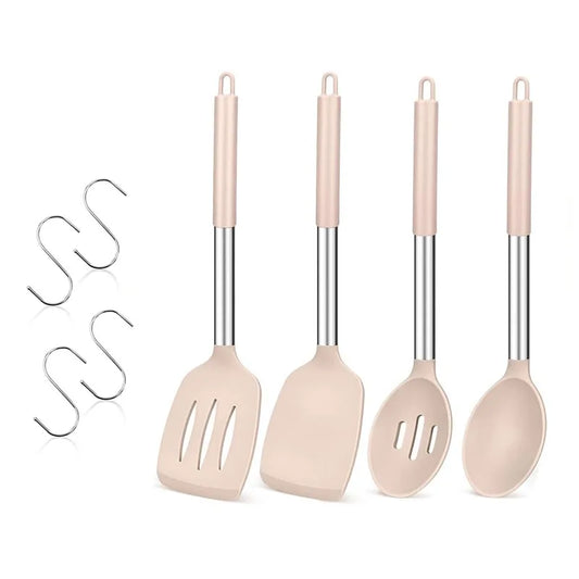 4Pcs Heat Resistant Silicone Cooking Utensil Set Spatulas Spoons