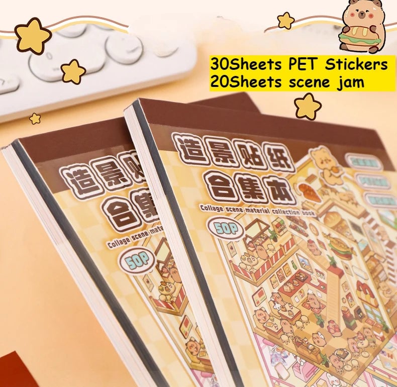 20PCS 3D Capybara Landscape Stickers Collection Book Album DIY Toy