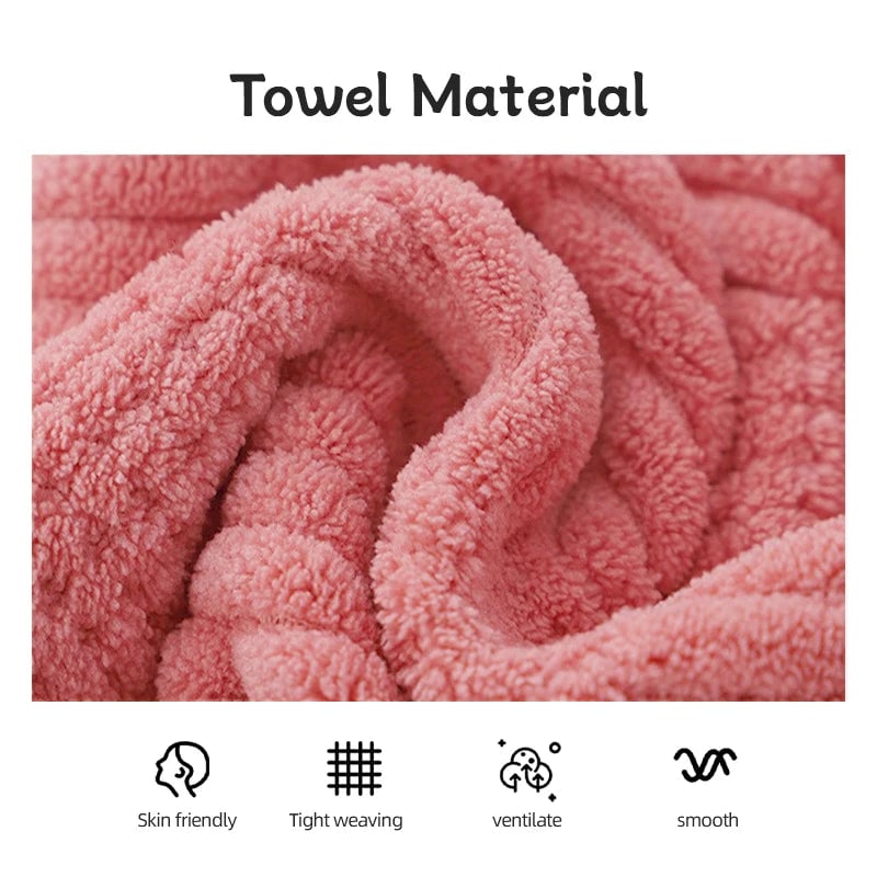 Lucky Grid Coral Fleece Bath Towel Set - Quick-Dry Absorbent