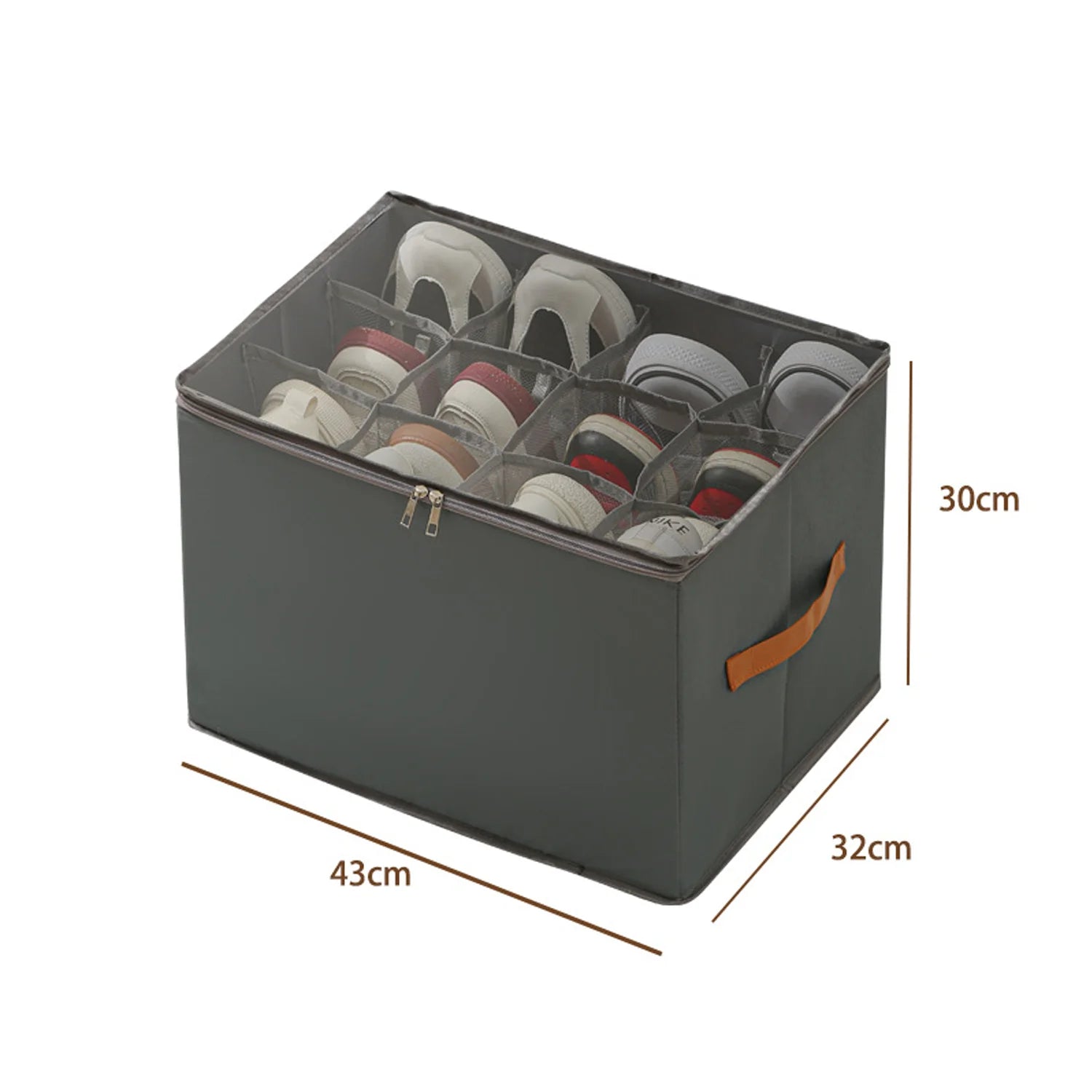 Collapsible Fabric Shoe Storage Bin with Clear Cover & Handles