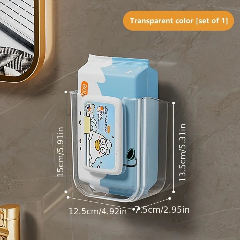 Wall-Mounted Punch-Free Wet Wipe Dispenser Storage Box Kitchen Bath