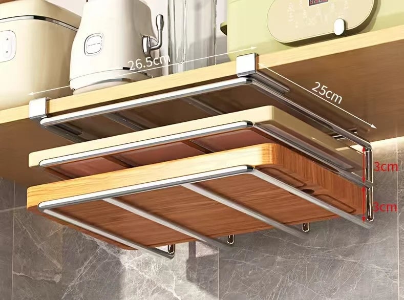 Stainless Steel Under Cabinet Cutting Board Organizer Holder