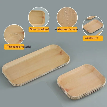 10PCS Wood Grain Disposable Dessert Plates - Party & Outdoor Dishes