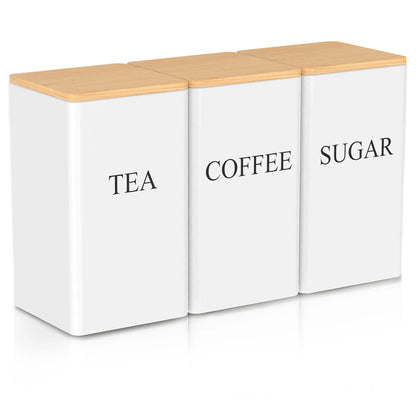 3Pcs Vacuum Sealed Stainless Steel Coffee Bean Tea Sugar Jars Set