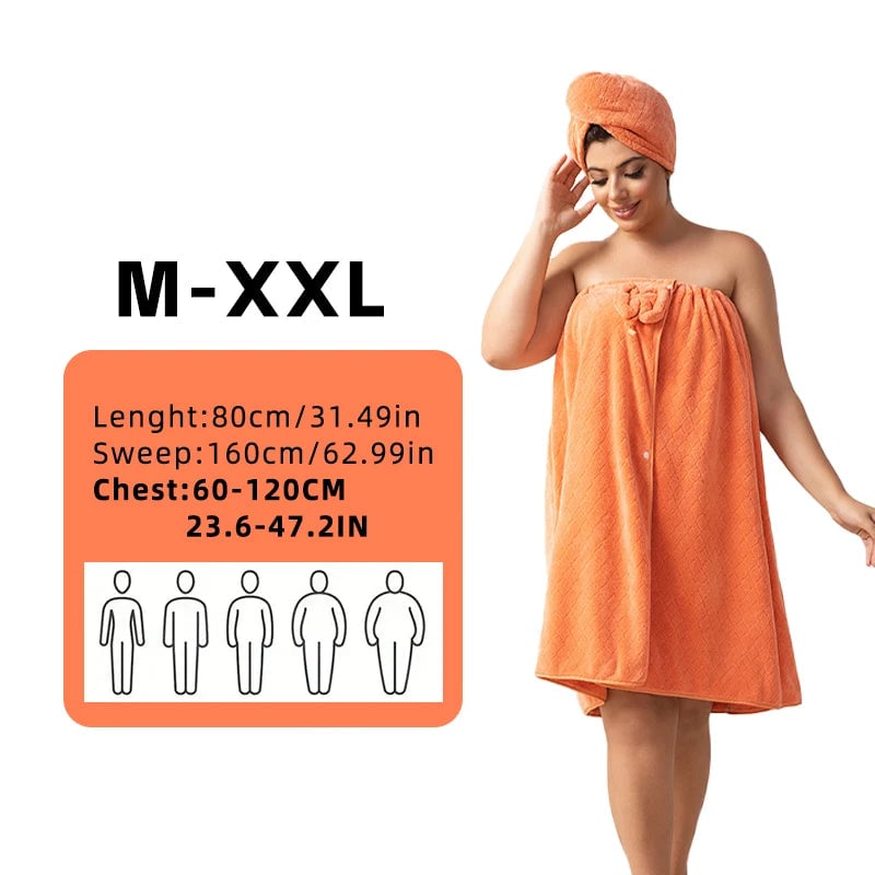 Super Absorbent Bath Towel Set with Wearable Skirt & Princess Cap