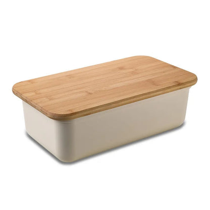 Bamboo Lid Bread Storage Box Container Kitchen Food Organizer