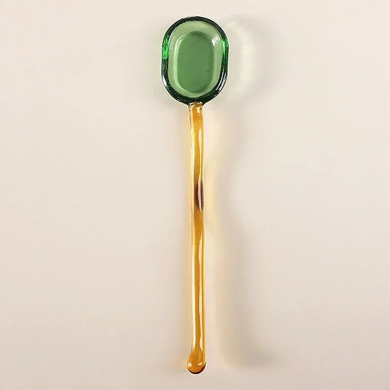 Colored Glass Long Handle Dessert Spoons - Coffee Stirring Spoons