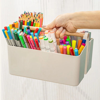 Large Capacity Desktop Pen Holder - Multi-Compartment Stationery Box