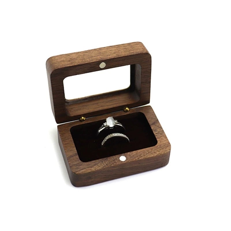 Wooden Ring Box - Premium Jewelry Organizer for Engagement Proposal