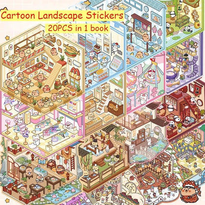 20PCS 3D Capybara Landscape Stickers Collection Book Album DIY Toy