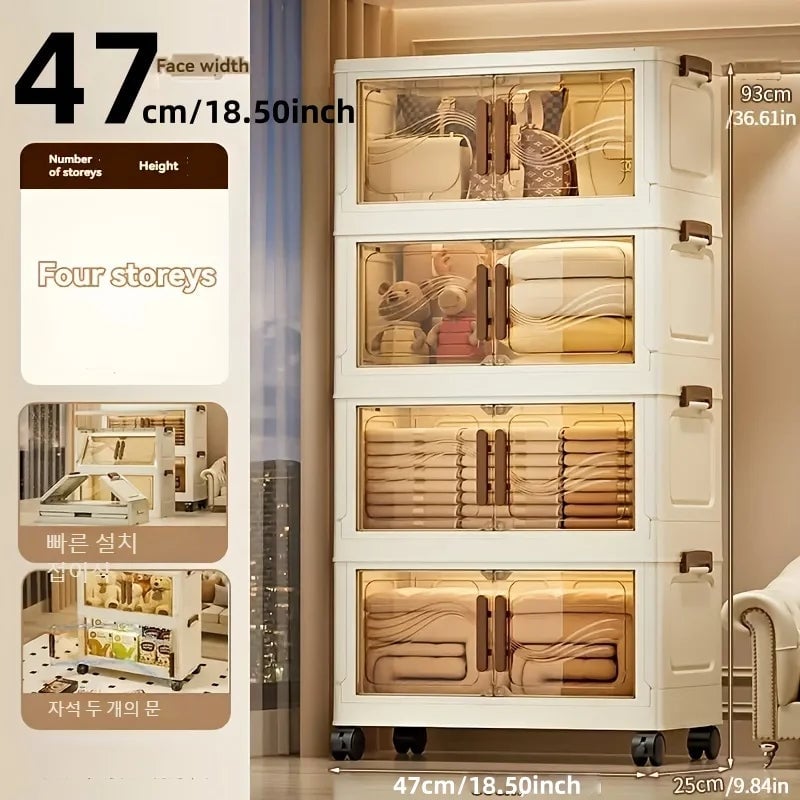 Foldable Storage Box Clear Door - Durable Organizer Clothes Books
