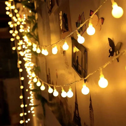 LED Globe String Lights Battery Operated 10/20/40/80 Bulbs Fairy