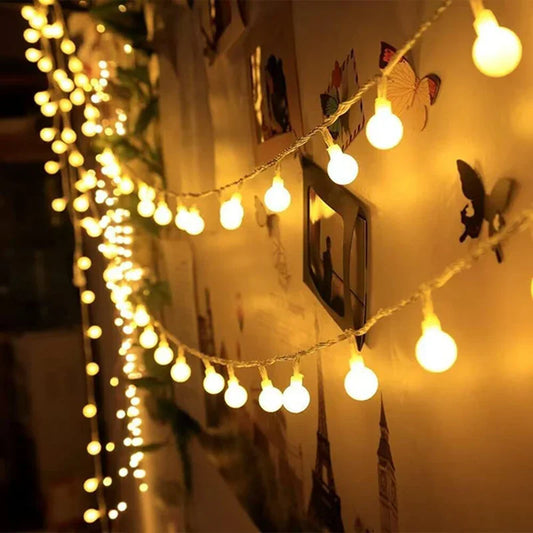 LED Globe String Lights Battery Operated 10/20/40/80 Bulbs Fairy