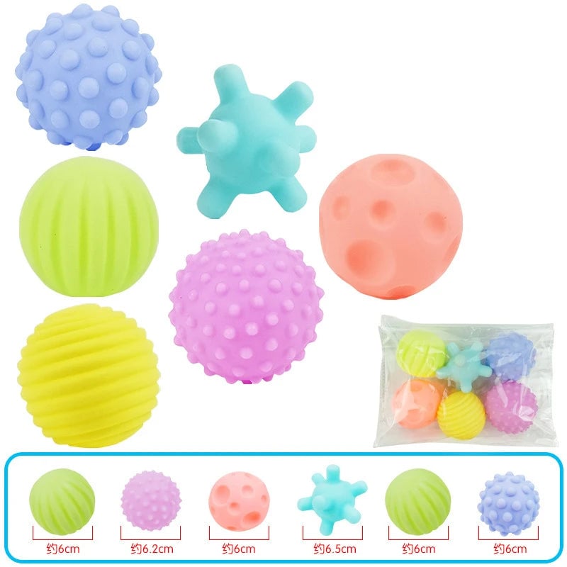 6Pcs Textured Sensory Balls Set - Baby Touch Training Massage Toys