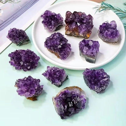 Natural Purple Amethyst Quartz Crystal Cluster Geode Specimen