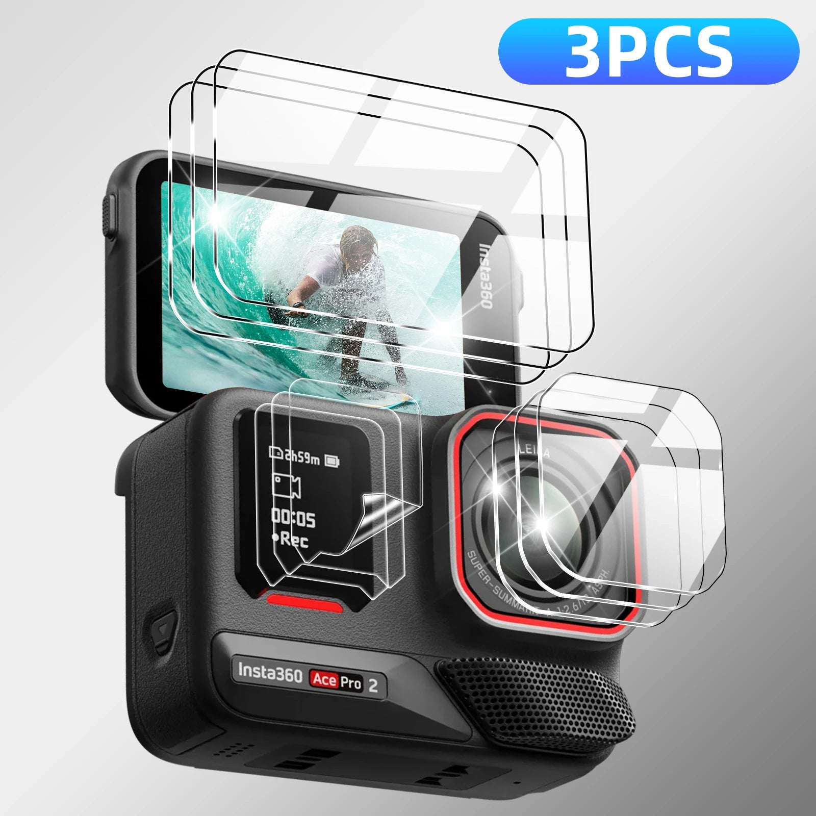 3-in-1 Tempered Glass Screen & Lens Protector for Insta360 Ace Pro