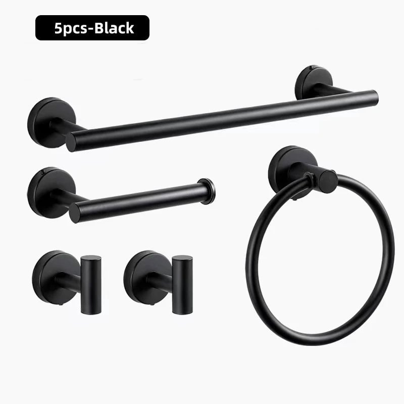 3-Piece Stainless Steel Bathroom Hardware Set - Towel Bar Ring Paper