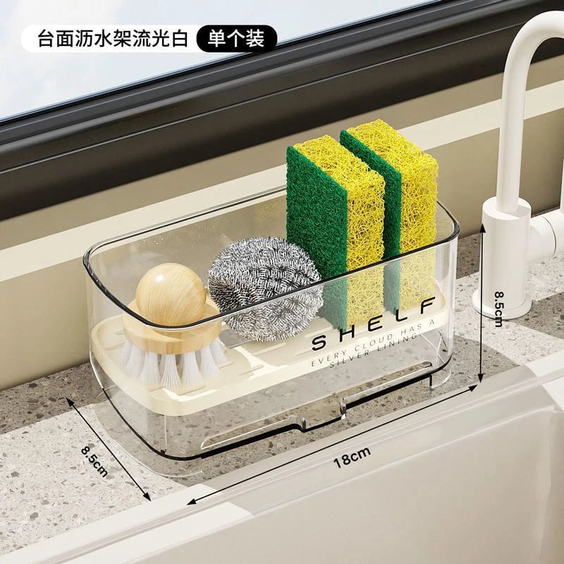 Self-Draining Kitchen Sink Organizer Rack - Sponge Soap Holder