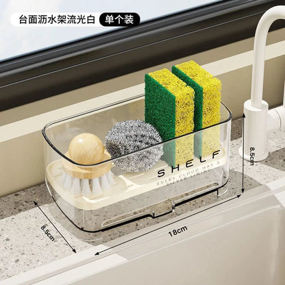 Self-Draining Kitchen Sink Organizer Rack - Sponge Soap Holder