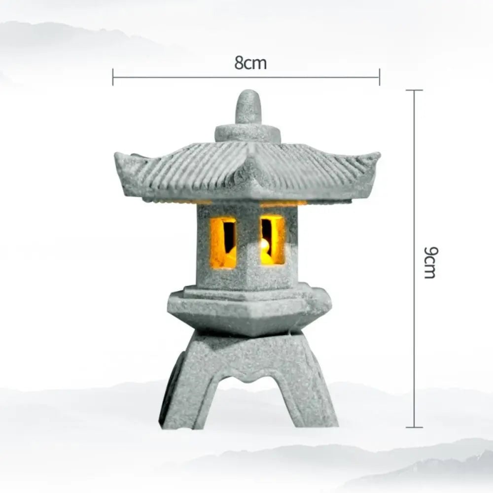 Sandstone Mini Pagoda Lantern - LED Garden Light Zen Landscape Statue