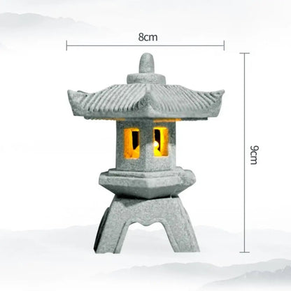 Sandstone Mini Pagoda Lantern - LED Garden Light Zen Landscape Statue