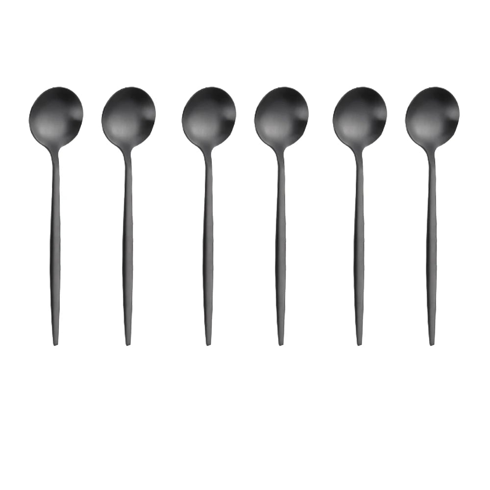 Gold Stainless Steel Coffee Spoons Set - 6 Piece Dessert Teaspoons