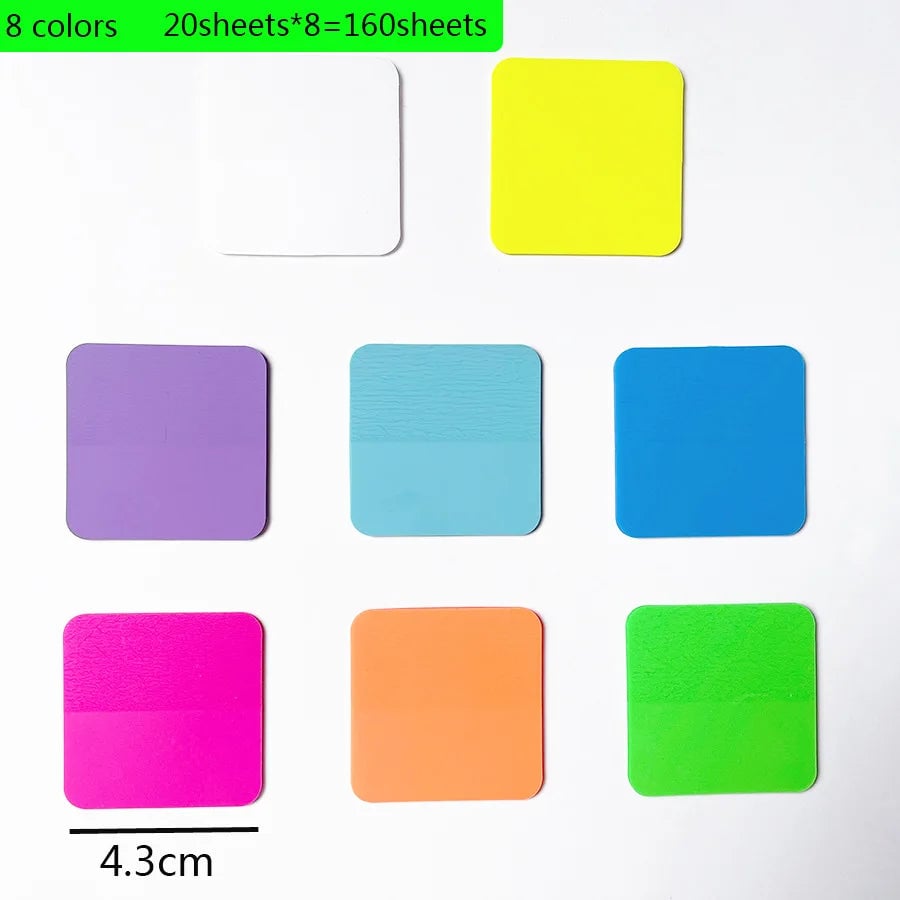 Transparent Sticky Notes Set - 8 Colors 160 Sheets Waterproof Clear