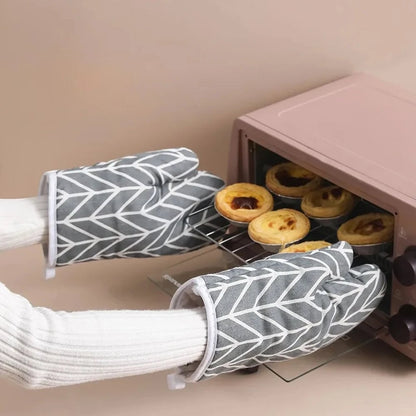 High-Temperature Resistant Linen Oven Gloves - Microwave Safe Mitts