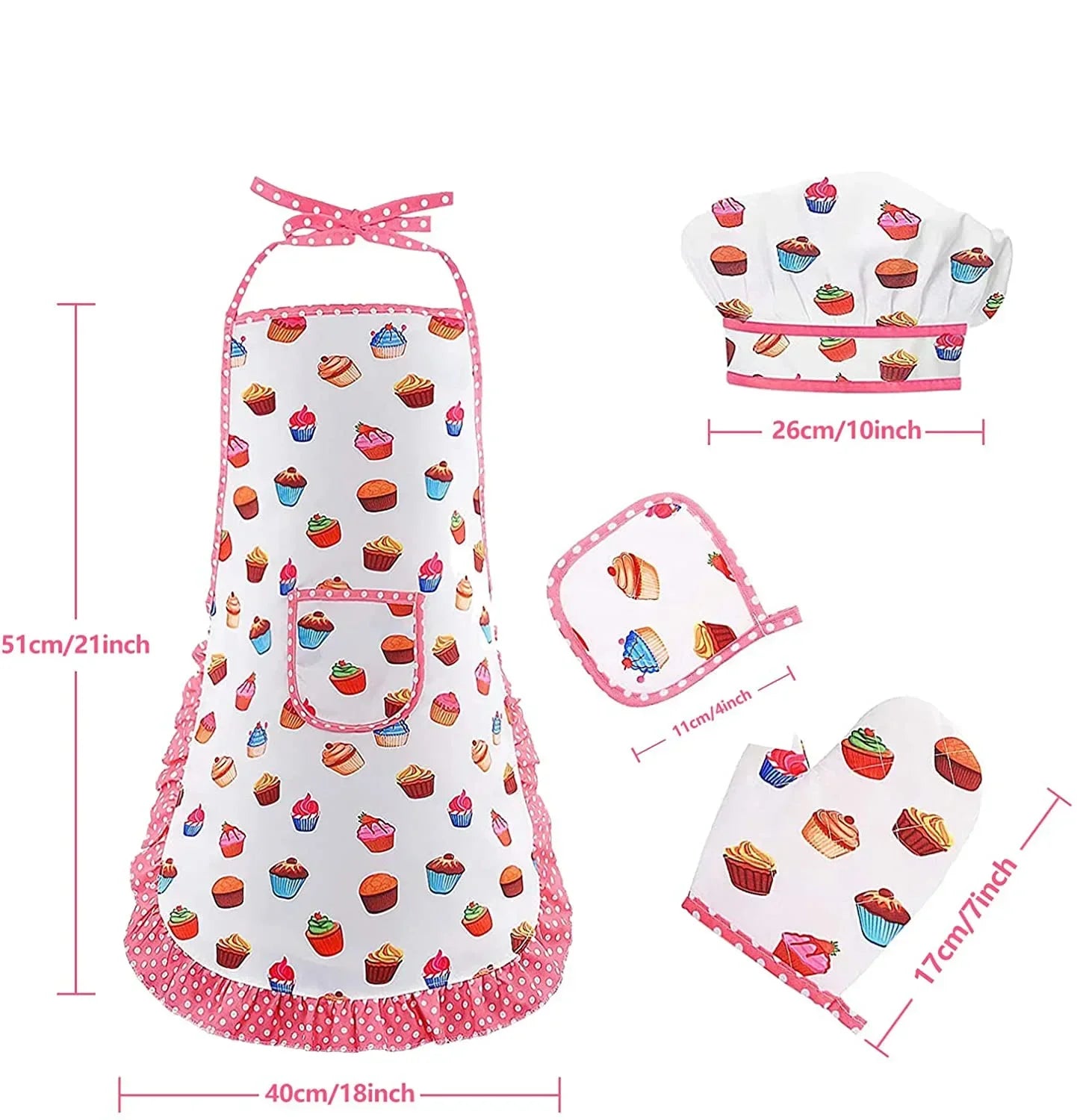 Pink Chef Apron Kitchen Pretend Play Set Educational Baking Toys